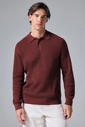 Next Polokragenpullover Regular Fit Rippstrick-Polohemd Dunkelrot/Braun/Rot/Bordeaux