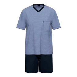 Ammann Shorty GOTS Schlafanzug (2 tlg) Blau/Dunkelblau/Grau/Hellblau