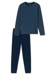 Schiesser Pyjama Schlafanzug Casual Essentials Dunkelblau