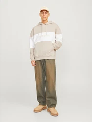 JACK & JONES Sweatshirt 'JJELegacy'BLOCKING SWEAT HOOD Beige