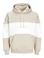 JACK & JONES Sweatshirt 'JJELegacy'BLOCKING SWEAT HOOD Beige