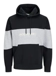 JACK & JONES Sweatshirt 'JJELegacy'BLOCKING SWEAT HOOD Schwarz/Dunkelblau/Hellblau/Mischfarben/Hellgrau/Dunkelgrau