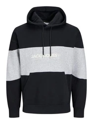 JACK & JONES Sweatshirt 'JJELegacy'BLOCKING SWEAT HOOD Schwarz/Dunkelblau/Hellblau/Mischfarben/Hellgrau/Dunkelgrau