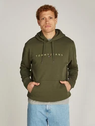 Tommy Jeans Sweatshirt TJM REG LINEAR GOLD HOOD EXT Dunkelgrün