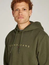Tommy Jeans Sweatshirt TJM REG LINEAR GOLD HOOD EXT Dunkelgrün