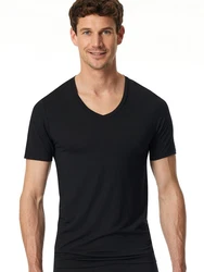 Schiesser T-Shirt Premium Modal Kurzarm Schwarz/Dunkelblau/Dunkelgrau
