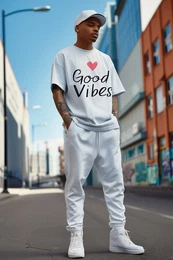 Print-Shirt Casual Oversize T-Shirt 24RS057 Positive Pulse L Verschiedene trendige und stilvolle Prints