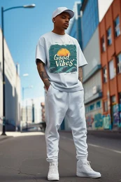 Print-Shirt Casual Oversize T-Shirt 24RS057 Sunset Vibes M Weiches und atmungsaktives Material