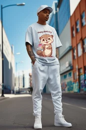 Print-Shirt Casual Oversize T-Shirt 24RS057 Otterly Birthday M Verschiedene trendige und stilvolle Prints