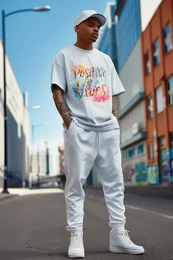 Print-Shirt Casual Oversize T-Shirt 24RS057 Vibrant Positivity XXL Verschiedene trendige und stilvolle Prints