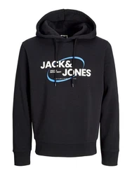 Jack & Jones Kapuzensweatshirt JCORAY BRANDING SWEAT HOOD FST Dunkelblau/Schwarz/Blau