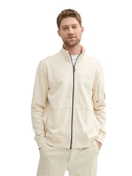 TOM TAILOR Sweatjacke mit Print Khaki/Beige/Weiß/Creme