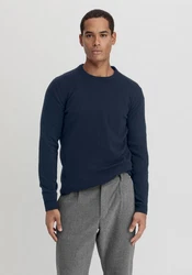 Hessnatur Strickpullover Dunkelblau/Blau