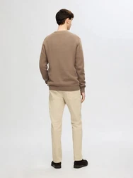 SELECTED HOMME Rundhalspullover SLHDANE Khaki/Braun/Beige