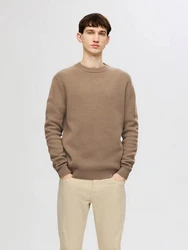 SELECTED HOMME Rundhalspullover SLHDANE Khaki/Braun/Beige