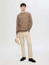 SELECTED HOMME Rundhalspullover SLHDANE Khaki/Braun/Beige