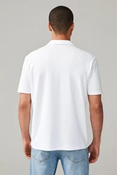 Next Poloshirt Strukturiertes Polo-Shirt Weiß/Schwarz/Hellblau