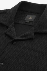 Next Kurzarmhemd Jersey-Hemd Schwarz/Grau/Dunkelgrau