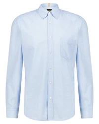 BOSS Langarmhemd Herren Hemd RICKERT_M Regular Fit Hellblau/Blau