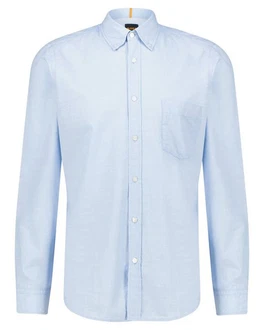 BOSS Langarmhemd Herren Hemd RICKERT_M Regular Fit Hellblau/Blau