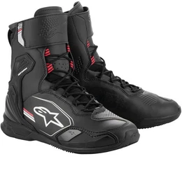 Superfaster Motorradschuhe schwarz / grau / hellrot Motorradstiefel (Packung, Antistatische und l- und Benzinfeste Sohle)