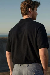 Next Poloshirt mit kubanischem Kragen Dunkelblau/Blau/Hellblau