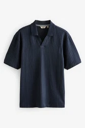 Next Poloshirt mit kubanischem Kragen Dunkelblau/Blau/Hellblau