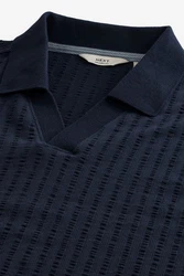 Next Poloshirt mit kubanischem Kragen Dunkelblau/Blau/Hellblau