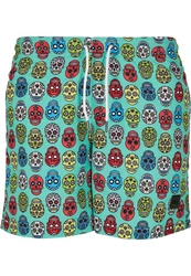 URBAN CLASSICS Badeshorts PatternSwim Shorts Mischfarben/Grün/Blau