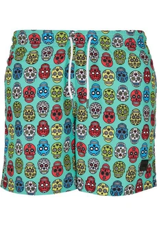 URBAN CLASSICS Badeshorts PatternSwim Shorts Mischfarben/Grün/Blau