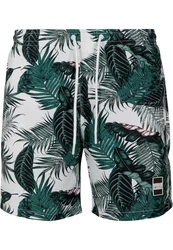 URBAN CLASSICS Badeshorts PatternSwim Shorts Dunkelgrün/Grün