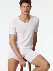 Schiesser T-Shirt Premium Cotton Weiß/Creme/Grau