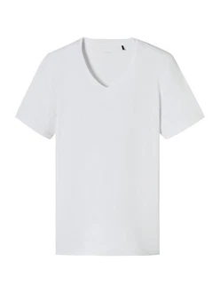 Schiesser T-Shirt Premium Cotton Weiß/Creme/Grau