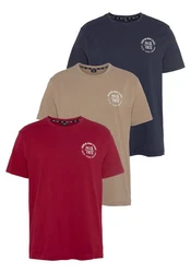 H.I.S T-Shirt (Packung) schmal geschnitten Rot/Bordeaux/Braun/Dunkelrot