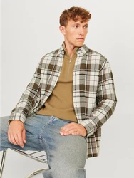 Jack & Jones Langarmhemd JPRBlu Brook braun/oliv/wei