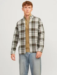 Jack & Jones Langarmhemd JPRBlu Brook braun/oliv/wei
