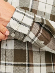 Jack & Jones Langarmhemd JPRBlu Brook braun/oliv/wei