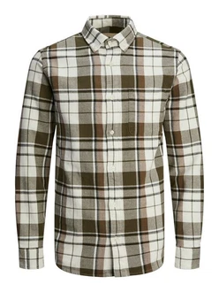 Jack & Jones Langarmhemd JPRBlu Brook braun/oliv/wei
