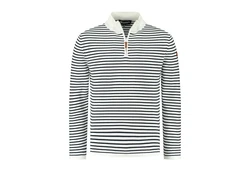 Travelin' Strickpullover Jumper Nacka Men Weiß/Marineblau
