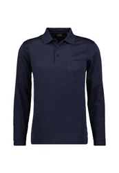 RAGMAN Poloshirt Langarmshirts Dunkelblau/Blau
