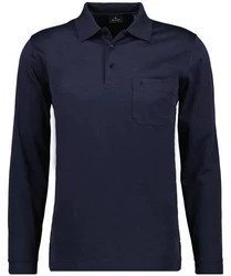 RAGMAN Poloshirt Langarmshirts Dunkelblau/Blau