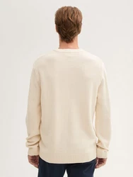 TOM TAILOR Strickpullover mit Zopfmuster Creme/Weiß/Beige/Khaki