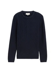 TOM TAILOR Strickpullover mit Zopfmuster marine