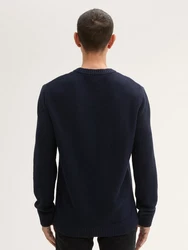 TOM TAILOR Strickpullover mit Zopfmuster marine