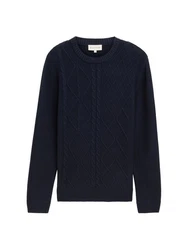 TOM TAILOR Strickpullover mit Zopfmuster marine