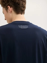 TOM TAILOR Denim T-Shirt mit Logo Print Dunkelblau/Blau