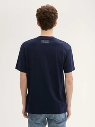TOM TAILOR Denim T-Shirt mit Logo Print Dunkelblau/Blau