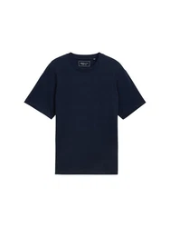 TOM TAILOR Denim T-Shirt mit Logo Print Dunkelblau/Blau