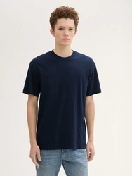 TOM TAILOR Denim T-Shirt mit Logo Print Dunkelblau/Blau