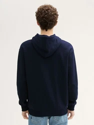 TOM TAILOR Denim Sweatjacke Hoodie mit Logostickerei Dunkelblau/Blau